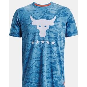 Under Armour X Project Rock Veterans Day Tee Military Blue Camo Print Men’s XL
